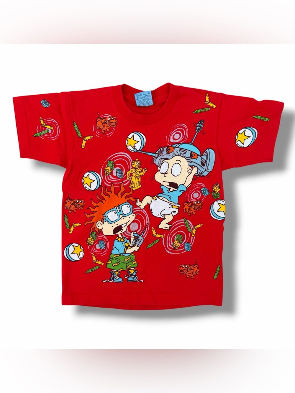 Vintage 1996 Nickelodeon Rugrats Tommy & Chuckie T-Shirt Youth Size Medium AOP